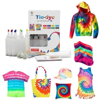 Tie-dye DIY Kit Com Bandas de Borracha Luvas de Seguro, Não-tóxico Camisa de Tecido DIY Fashion Kit de Tintura de Roupas Graffiti Tintura de Suprimentos Para Criança