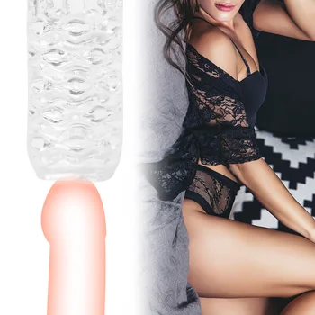 Transparente Masturbador Masculino Vaginal Para Homens Chupando Pênis Bomba De Picos Exercitante Sexo Brinquedos Eróticos Silicone Masturbação Copa
