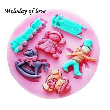 Trojan trem menina boneca bolo de chocolate decorar ferramentas DIY fondant molde de silicone para o banho do bebé favor presentes T0025