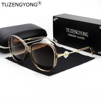 TUZENGYONG o Design da Marca de Moda de Luxo, Mulheres de Óculos de sol Polarizados para a Nova safra de Quadro Grande Senhora de Óculos de Sol Tons Oculos