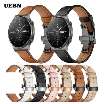 UEBN Borboleta de fecho de correia de Couro para Huawei Assistir GT 2 Pro Bracelete para Relógio GT 2 42mm 46mm & 2e Watchbands Correa ремешок
