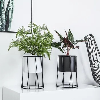 Um vaso de planta Nórdicos Criativo Interior Varanda Tabela vaso de Flores da Decoração do Stand de Flores, Decoração em Ferro Forjado e Metal pote