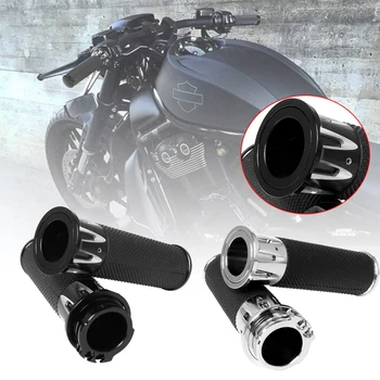 Universal Motocicleta Preta Guiador Apertos de Mão em Alumínio Cromado Para Harley Sportster 883 1200XL VRSC Turnê Dyna Softail Personalizado