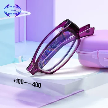 VCKA Dobrável Anti-luz azul Óculos de Leitura de Óculos Mulheres Homens Portátil lupa óculos +1.0 +1.5 +2.0 +2.5 +3.0 +3.5 +4.0
