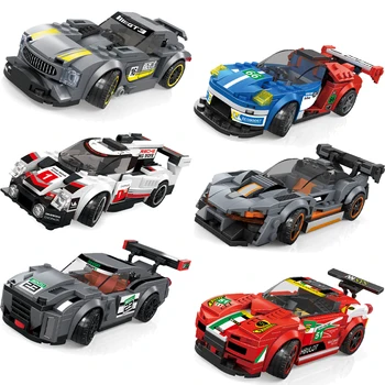 Velocidade de Campeões Famosa Corrida de Carro esportivo Criativos Adesivos DIY MOC Blocos de Construção do Modelo Clássico Tijolos de Brinquedos Para as Crianças Supercarro