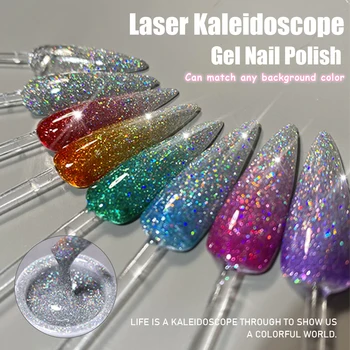 Vendeeni 10g Laser Glitter Gel Unha polonês Super Brilhante UV Soak Off Gel Verniz Pode Combinar com Qualquer Cor de Base da Arte do Prego Gel Incolor