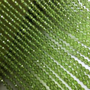verde peridoto rodada facetada 3/4/5MM solta esferas para fazer jóias colar FPPJ atacado