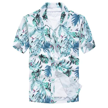 Verão Camisa Havaiana Homem de Praia Mens Tropicais, Florais e Folha de Impressão Casual Designer de Luz Havaí Shirts para os Homens