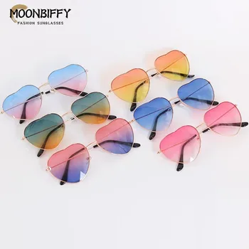 Vintage Coração em Forma de Óculos de sol de Armação de Metal Mulheres Homens Óculos de Marca de Designer de Moda Oceano Lentes de Óculos de Condução MTB Óculos