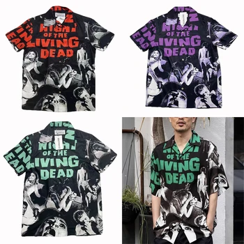 Wacko Maria Curta Camisa Cartaz do Filme de Publicidade de Impressão Casual Homens Mulheres Hip Hop Férias no Havaí Série MALUCO MARIA Tee Shirt