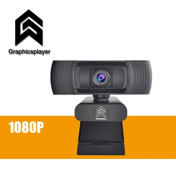 Webcam 1080P, HDWeb Câmera com Construído-em HD com Microfone USB Plug n Play Web Cam, Vídeo em ecrã Panorâmico