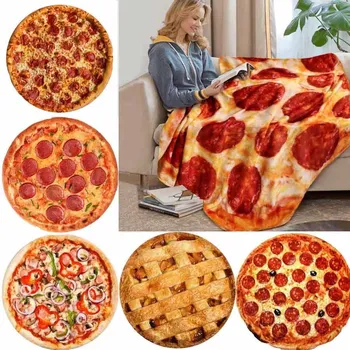 WOSTAR Suaves de flanela tortilla pizza cobertor 200Gsm forma redonda lavash lã sofá xadrez de pelúcia colcha de inverno jogar cobertor
