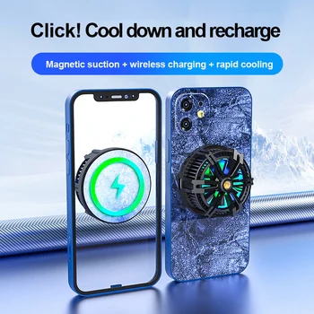 X13 Magnético Telefone Radiador Carregador sem Fio do Ventilador de Resfriamento Titular Console de jogos ao Vivo do Refrigerador RGB TIPO do Fã-C Para a Apple, Android