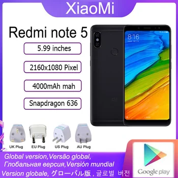 Xiaomi Redmi nota 5 Smartphone Snapdragon 636 2160*1080 5.99 inç tam ekran 13.0 MP kamera parmak izi/Yüz tanıma