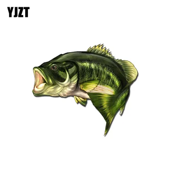 YJZT 15,2 CM*13CM Criativa Grande Baixo de Boca de Peixe de Pesca Adesivos Decalque de Carro Engraçado do PVC 12-0512