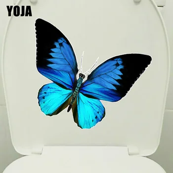 YOJA 20.6X19.5CM Realista Borboleta Azul Decoração de Sala de estar de Casa Adesivo de Parede Bonito Animal WC Wc Decalque T1-2241