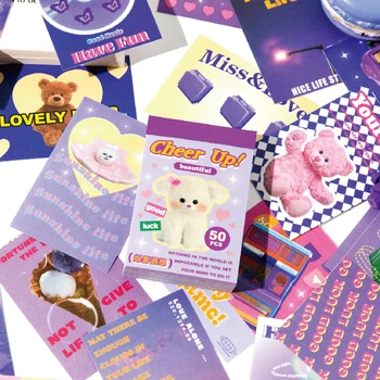 Yoofun 50 Unrepeated Bonito Adesivo de Livros Cão Adorável Estética INS Adesivos para Revista de Scrapbook Diário Cartão de Tomada de Etiqueta