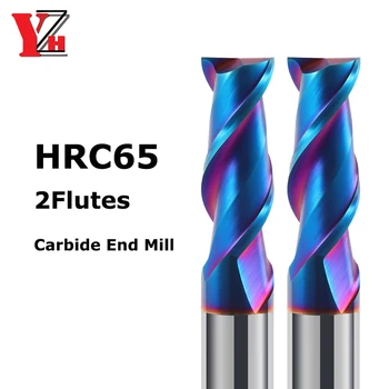 YZH HRC65 Moinho de Extremidade do CNC 2 Flautas Fresa de metal duro Ferramentas de 1 a 20mm de Máquina do CNC Fresamento de Ferramentas