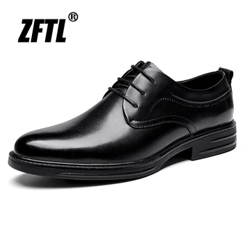 ZFTL Homens Sapatos de Vestido Casual Rendas até Sapatos de Homem Escorregar sobre sapatos Mocassins Masculinos de Negócios sapatos Pretos de Couro de Vaca Homens sapatos Oxford